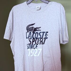 Preowned Lacoste Men’s Light Gray Graphic Croc Logo Short Sleeve Tee Sz XL/7